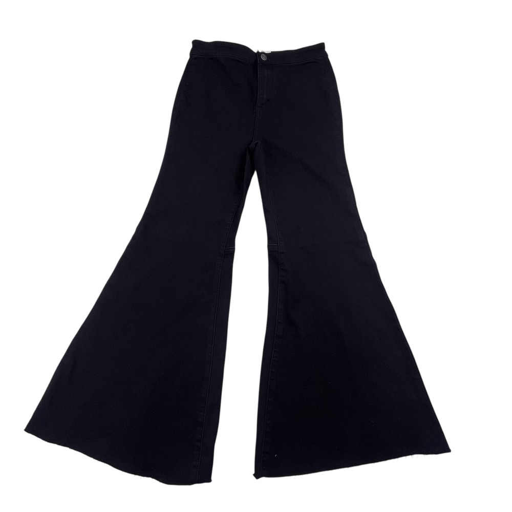 We The Free Free People Black Raw Hem Bell Bottom Flared Jeans 29
